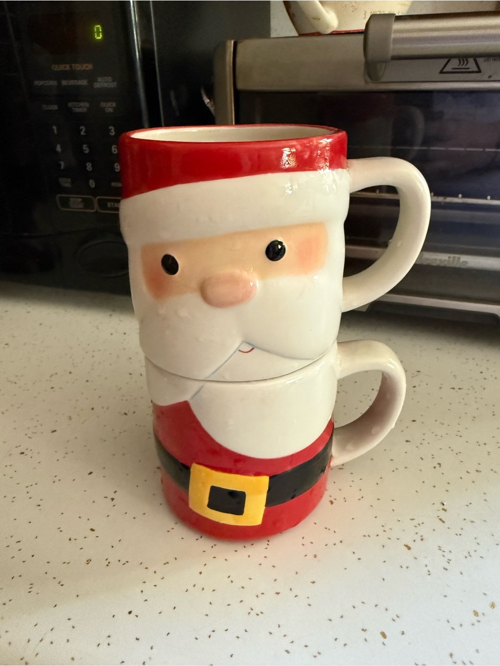 Hallmark Holiday Santa Stackable Ceramic Mug Set - Red and White
